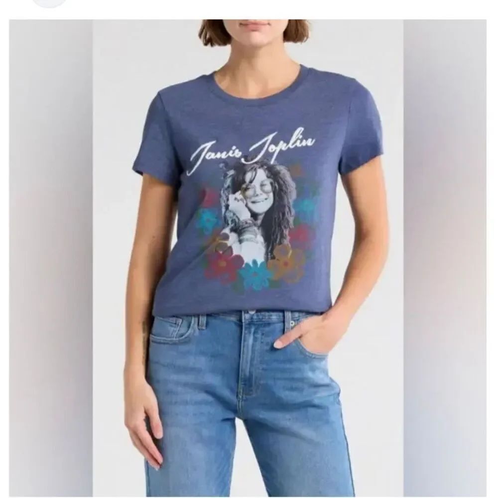 NWT Lucky Brand Janis Joplin XS t shirt navy (v1)